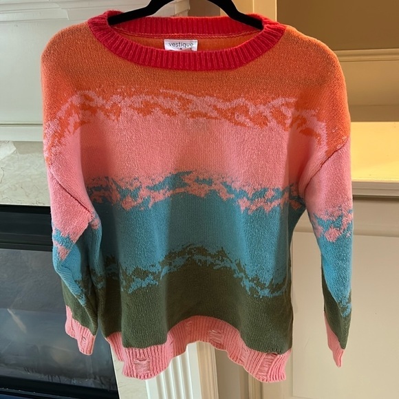 Vestique Bright Multicolor Sunset Crewneck Sweater NWT - Picture 2 of 10